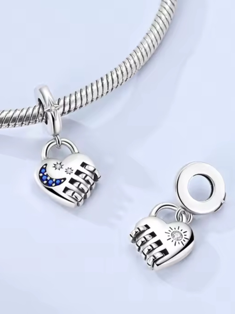 Kohl's Silver Heart Charm Duo with Moon & Sun charm
